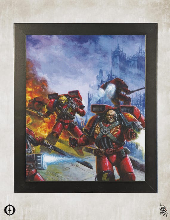 Blood Angels - 40K Framed Upcycled Art (9.5x11.5)