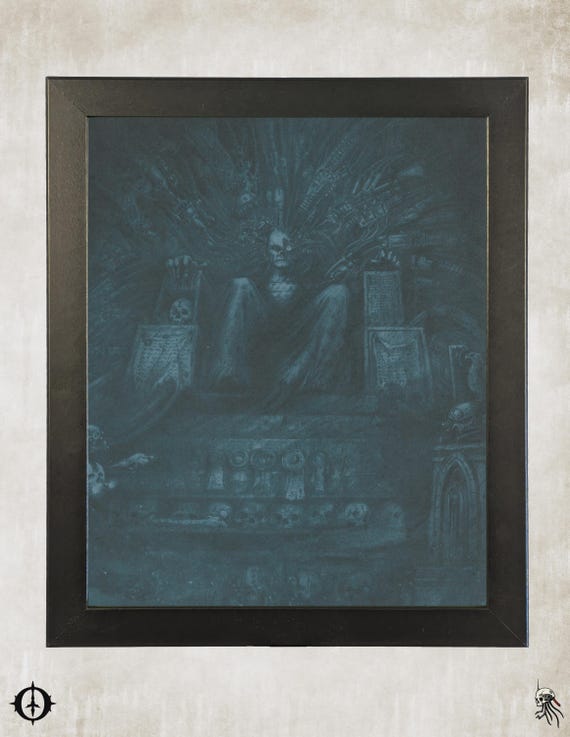 The Emperor on the Throne - 40K Framed Upcycled Art (9.5x11.5)