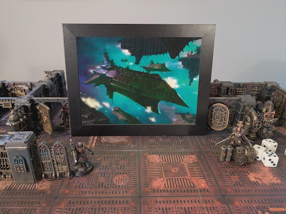 Battlefleet Gothic - 40k Framed Upcycled Art (9.25x7.25)