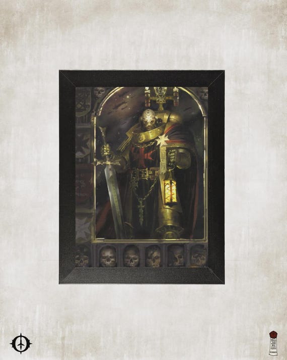 Black Templars - 40k Framed Upcycled Art (7.25x9.25)