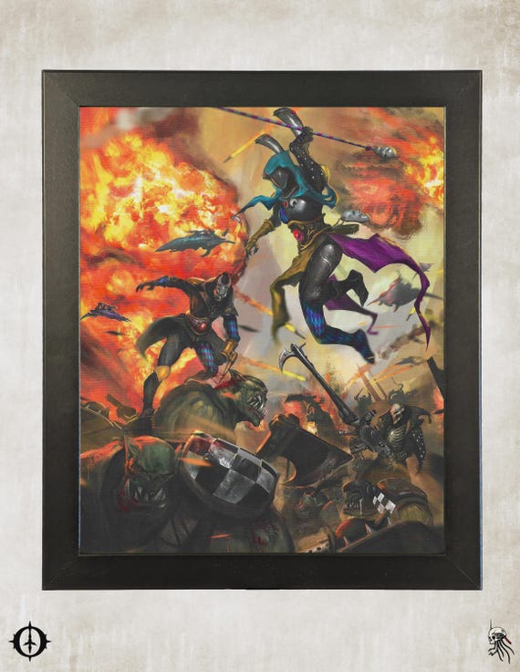 Harlequins - 40k Framed Upcycled Art (9.5x11.5)