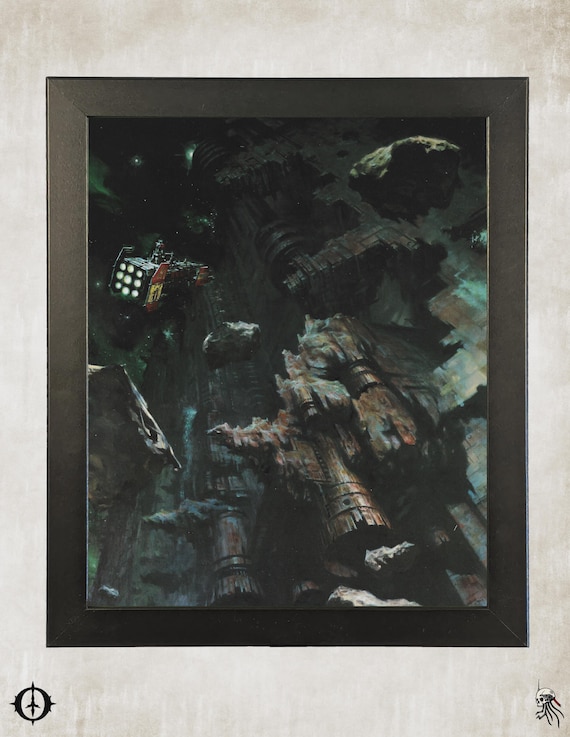 Battlefleet Gothic - Space Scene - 40K Framed Upcycled Art (9.5x11.5)