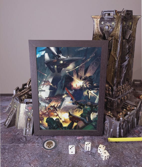 Dark Angels - 40K Framed Upcycled Art (8.125x11)