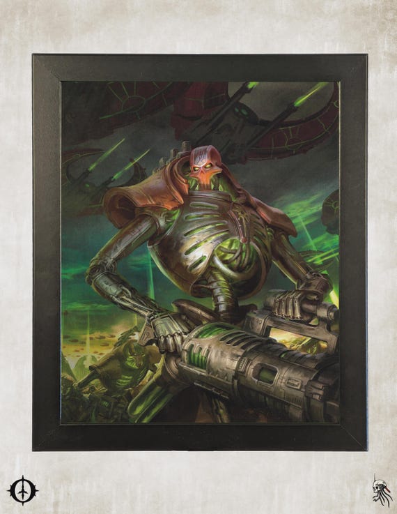 Necron - 40K Framed Upcycled Art (9.5x11.5)