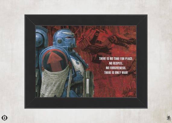 Ultramarines vs. Crimson Fists - 40K Framed Upcycled Art (5x7)