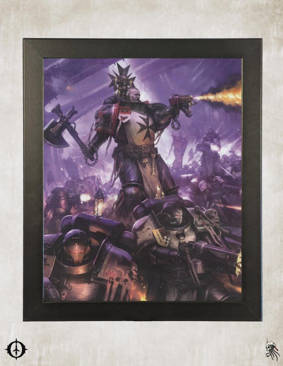 Black Templars - 40K Framed Upcycled Art (9.5x11.5)