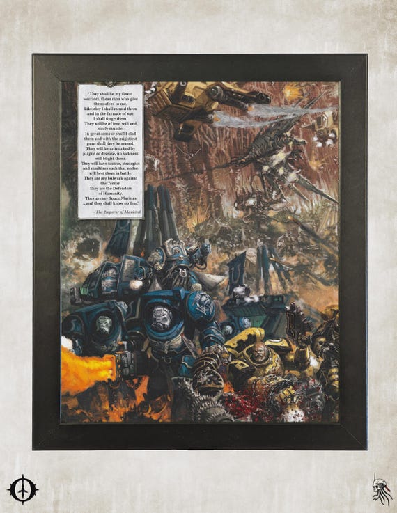 Ultramarines - 40k Framed Upcycled Art (9.5x11.5)