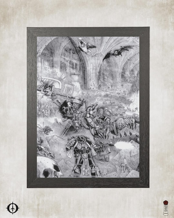 Dark Angels - 40K Framed Upcycled Art (8.125x11) - Rare