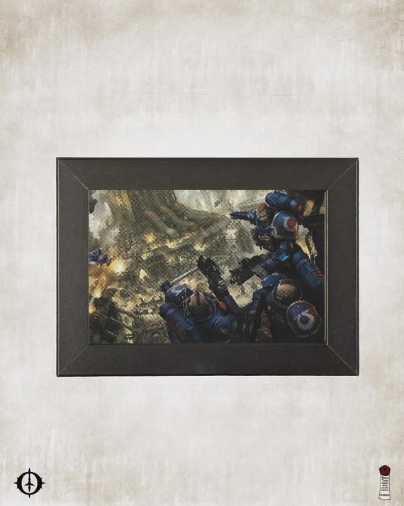 Ultramarines - 40K Framed Upcycled Art (5x7)