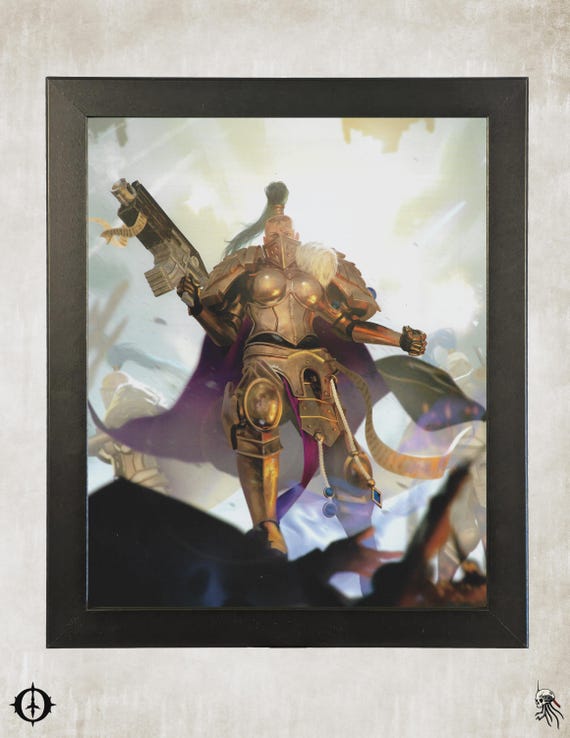 Custodes - 40K Framed Upcycled Art (9.5x11.5)