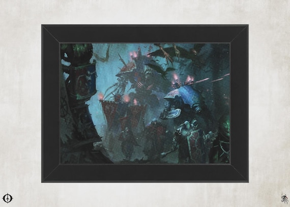 Chaos Knights - 40K Framed Upcycled Art (8.25x6.25)