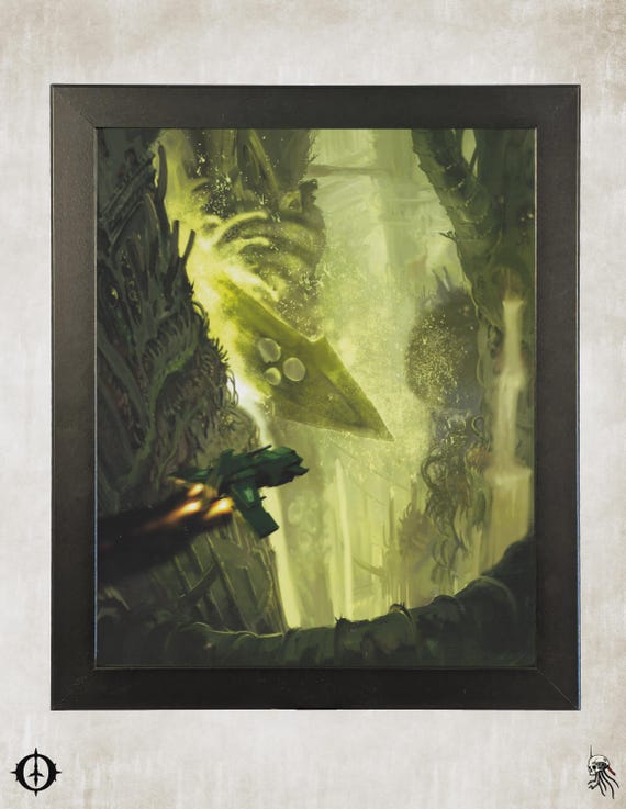 Chaos Daemons - 40K Framed Upcycled Art (9.5x11.5)