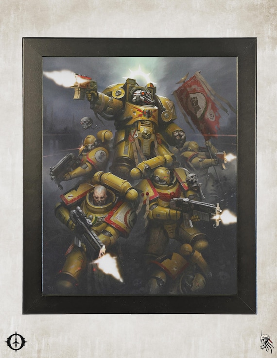 Imperial Fists - 40k Framed Upcycled Art (9.5x11.5)