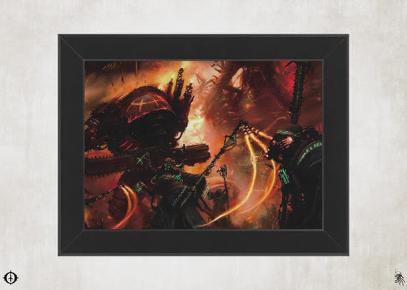 Chaos Knights - 40K Framed Upcycled Art (8.25x6.25)