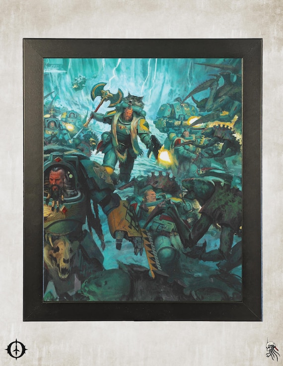 Space Wolves - 40k Framed Upcycled Art (9.5x11.5)