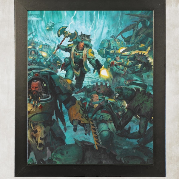 Space Wolves - 40k Framed Upcycled Art (9.5x11.5)