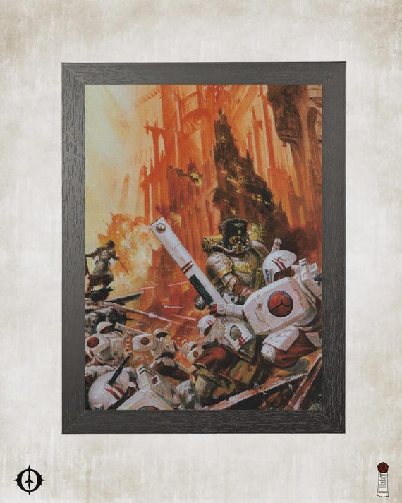 Tau vs. Astra Militarum - 40K Framed Upcycled Art (8.25x11)
