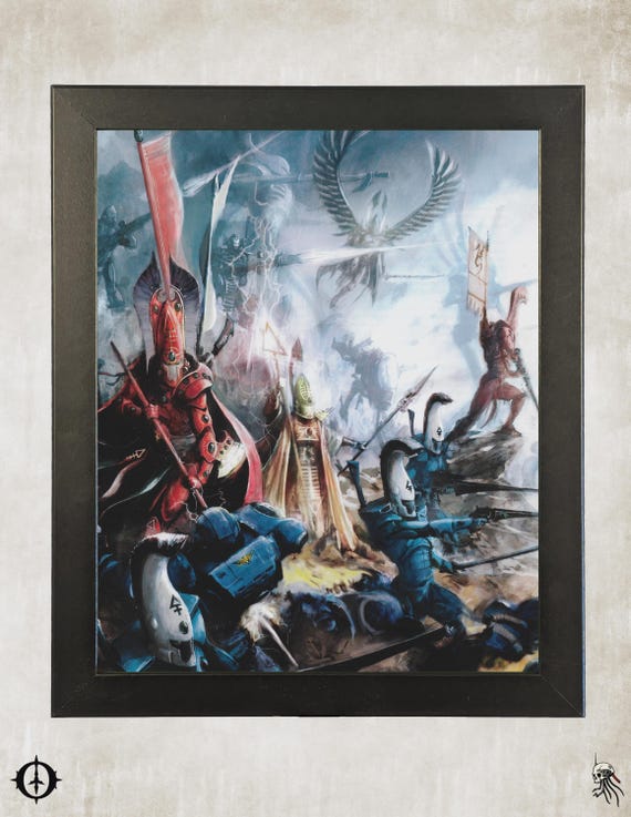 Aeldari - 40K Framed Upcycled Art (9.5x11.5)
