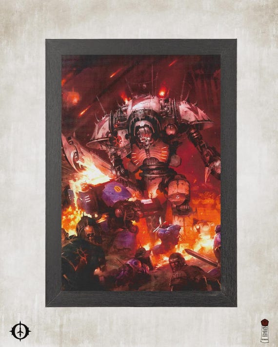 Chaos Knights - 40k Framed Upcycled Art (7x10)