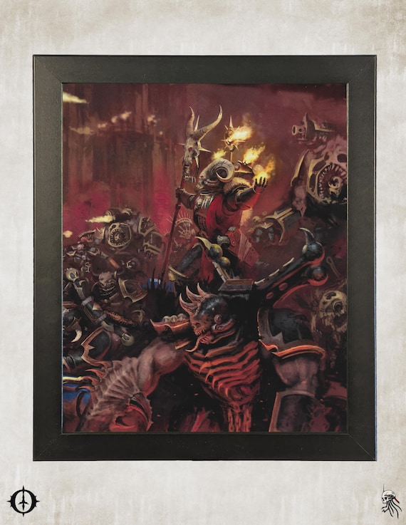 Chaos Space Marines - 40K Framed Upcycled Art (9.5x11.5)