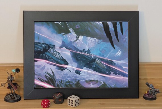 Chaos Daemons vs. Astra Militarum - 40k Framed Upcycled Art (8.25x6.25)