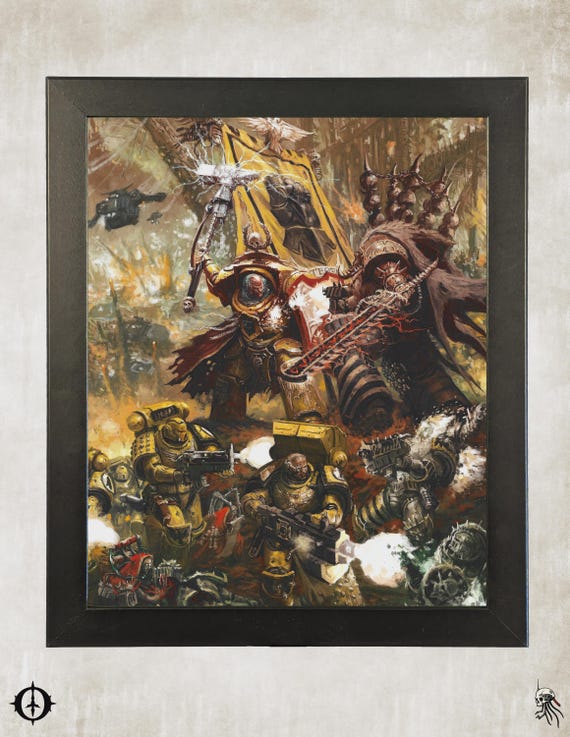 Imperial Fists - 40k Framed Upcycled Art (9.5x11.5)