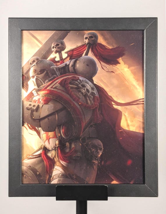 Space Marines vs. White Scars - 40K Framed Upcycled Art (9.5x11.5)