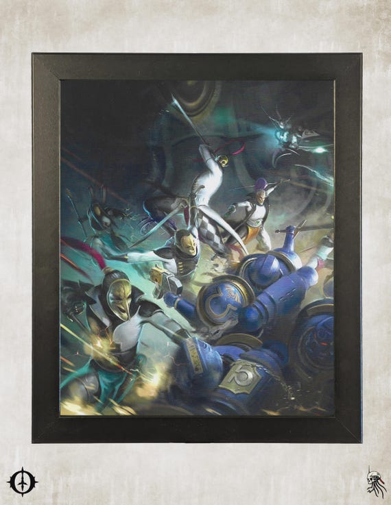 Harlequins - 40k Framed Upcycled Art (9.5x11.5)