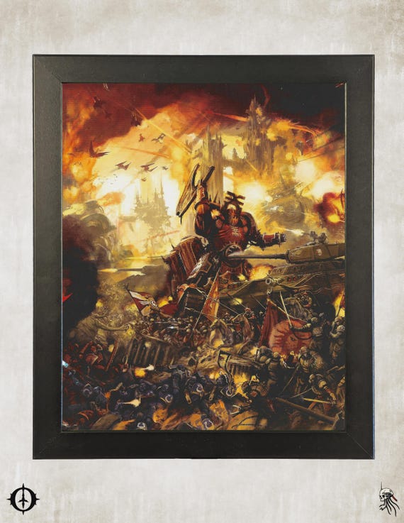 Astra Militarum vs. World Eaters - 40k Framed Upcycled Art (9.5x11.5)