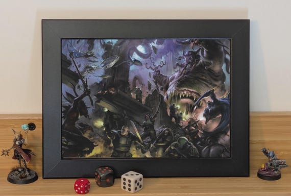 Chaos Daemons - 40K Framed Upcycled Art (8.25x6.25)