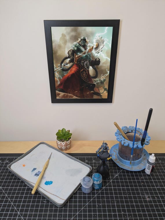 Adeptus Mechanicus - 40K Framed Upcycled Art (9.5x11.5)