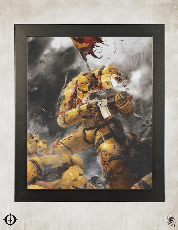 Imperial Fists - 40k Framed Upcycled Art (9.5x11.5)