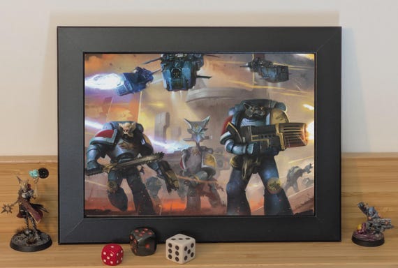 Space Wolves - 40k Framed Upcycled Art (8.25x6.25)