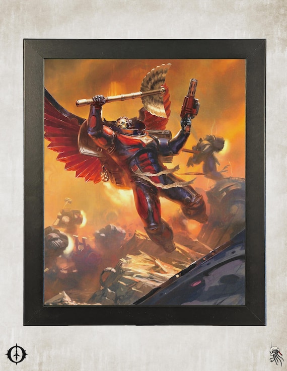 Blood Angels - 40k Framed Upcycled Art (9.5x11.5)