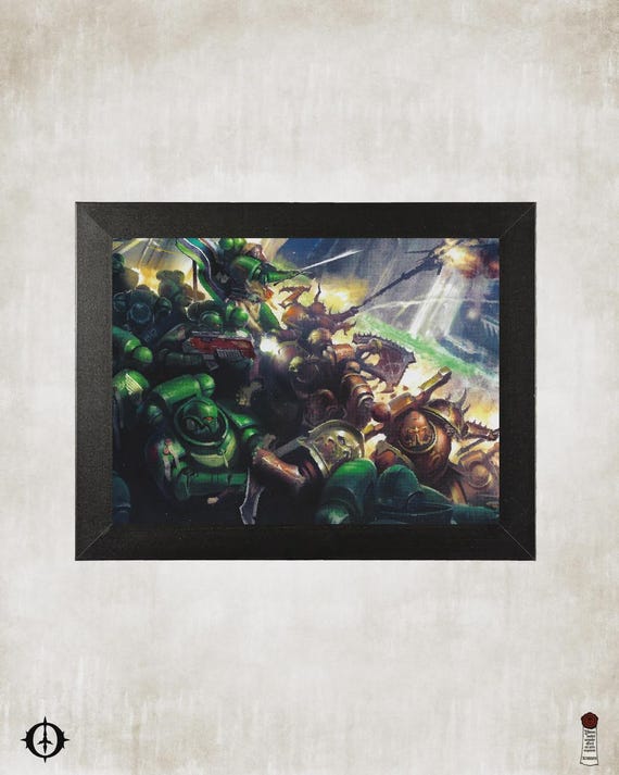Dark Angels - 40K Framed Upcycled Art (8x6)