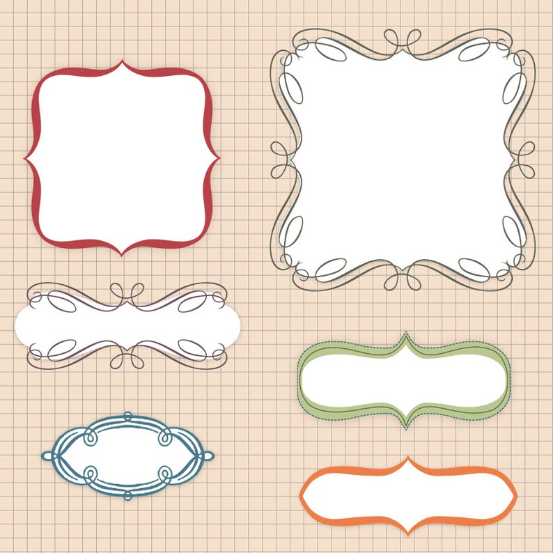 Journal Tags Doodle Frames Clipart Set 15 with Brushes Etsy