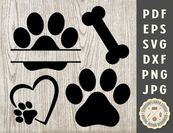 Download Dog Paw Print Svg Heart Paw Print Svg Dog Bone Svg Animal Etsy