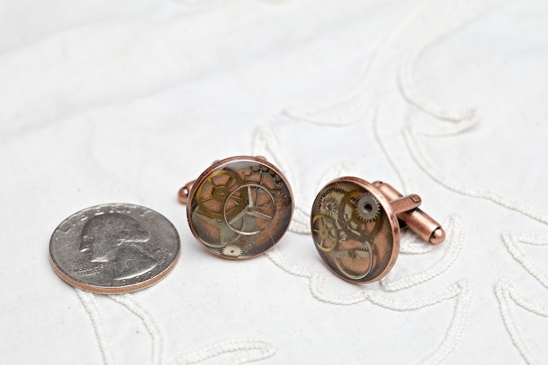 Steampunk Round Copper Cuff Links