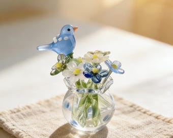 Mini glass flower bouquets, a complete set of small flower bouquets, a gift for mom, anniversary gift, Valentine's Day gift