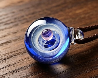 Bola de cristal con forma de luna galáctica / Bola de cristal con forma de cielo estrellado / Cristal espacial moldeado por soplado / Accesorios de cristal galáctico / Regalo para entusiastas del espacio