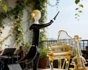 Figura de director de orquesta de cristal única con forma de esmoquin: decoración en miniatura para sala de música, regalo para músicos, regalo para amantes de la música.