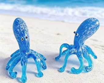 吹きガラスのタコ、ガラスのタコ、ガラス、タコ、海、タコの彫刻、イカ