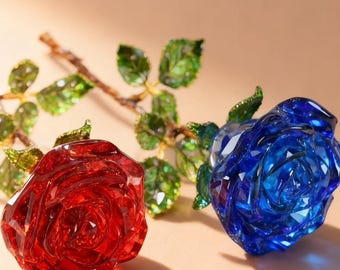 Handgemaakte glazen rozenboeketten, blijvende rozendecoraties, glazen bloemenornamenten, Moederdagcadeaus, jubileumcadeaus