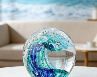 Glaswelle rundes Glasornament, handgefertigt aus geschmolzenem Glas, jedes ist einzigartig!Eighty