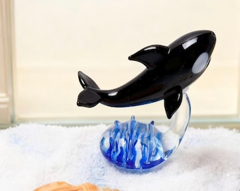 Ornamenti a forma di balena, balene in miniatura in vetro soffiato, creature marine, piccoli modelli di animali in vetro, regalo per il fidanzato, regalo per la festa del papà