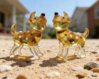バルーンドッグの置物、2インチの赤いランプワークガラスの犬 - Etsy 日本