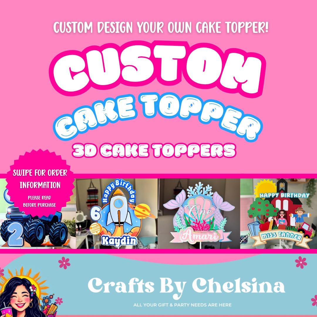 Custom Topper Insert Custom Cake Toppers | Personalised Cake Topper - Etsy
