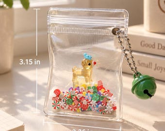 Christmas Bag Charm, Mini Holiday Ornament, Cute Santa Snowman Keychain, Festive Stocking Stuffer, Small Christmas Gift