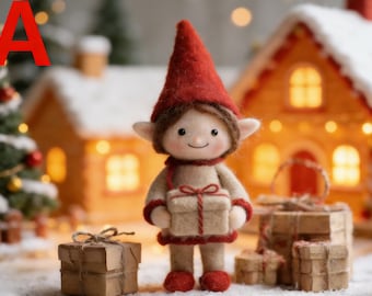 Needle Felted Wool Elf Figurine, Whimsical Home Decor