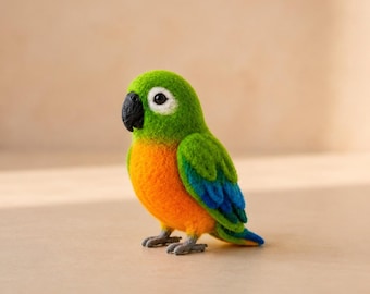 ウールフェルトの鳥の置物：ニードルフェルトのミニオウムの彫刻、手作り、可愛くて自然な装飾品、ミニオウムのギフト
